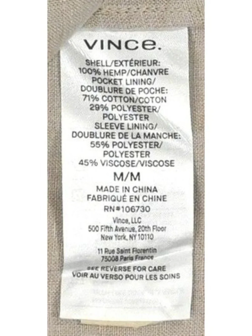 Vince Relaxed Hemp Blazer M90594952 in Pumice Rock